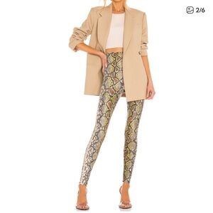 Commando Neon Snake Faux Leather Leggings - Yellow & Brown Snake Print